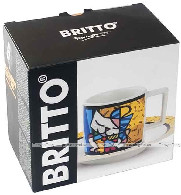 Кофейная пара Bergner "Britto" чашка 90мл и блюдце, керамика, желтый