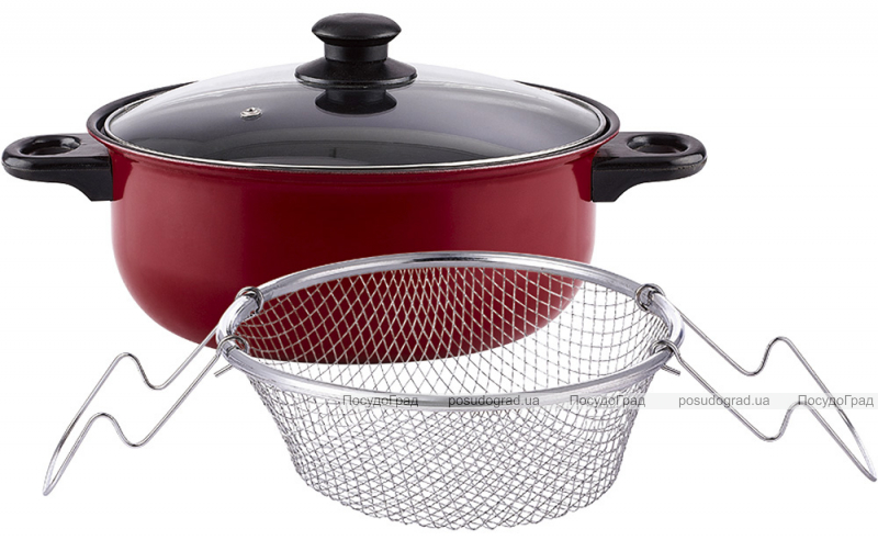 Сотейник-фрітюрниця Renberg Fritkee 3.8л Ø26х10см з кришкою, червоний