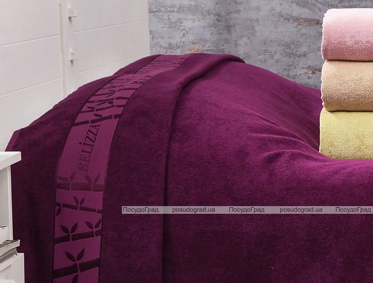 Махрове простирадло Belizza "Gold Bordo" 200х220см