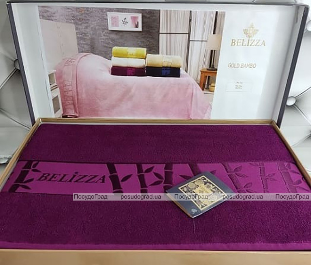 Махрове простирадло Belizza "Gold Bordo" 200х220см