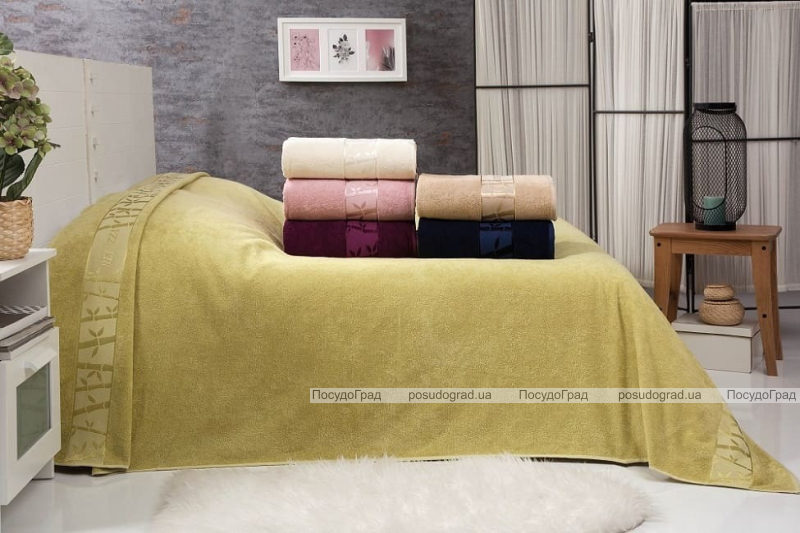 Махрове простирадло Belizza "Gold Yesil" 200х220см