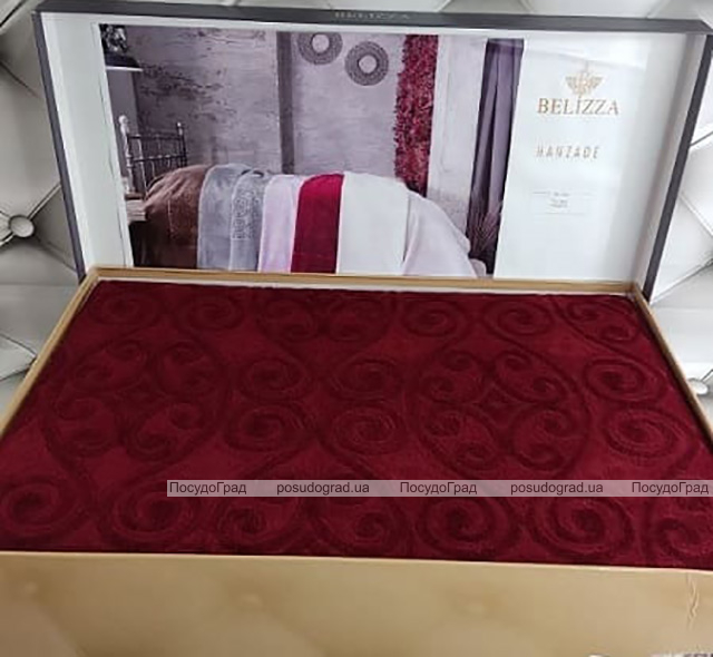 Велюрове простирадло Belizza "Hanzade Bordo" 200х220см