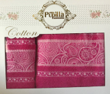 Набор 2 полотенец Pupilla (50х90 и 70х140см) малиновые, махра