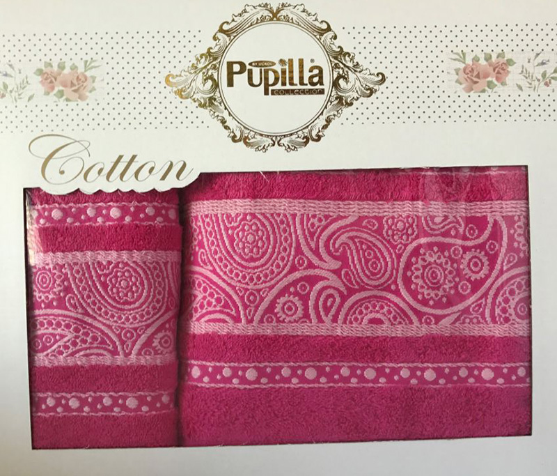 Набір 2 рушників Pupilla (50х90 та 70х140см) малинові, махра