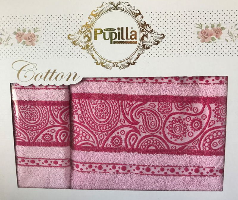 Набір 2 рушників Pupilla (50х90 та 70х140см) рожеві, махра