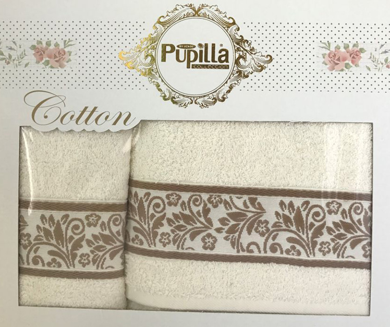 Набір 2 рушників Pupilla (50х90 та 70х140см) молочні, махра
