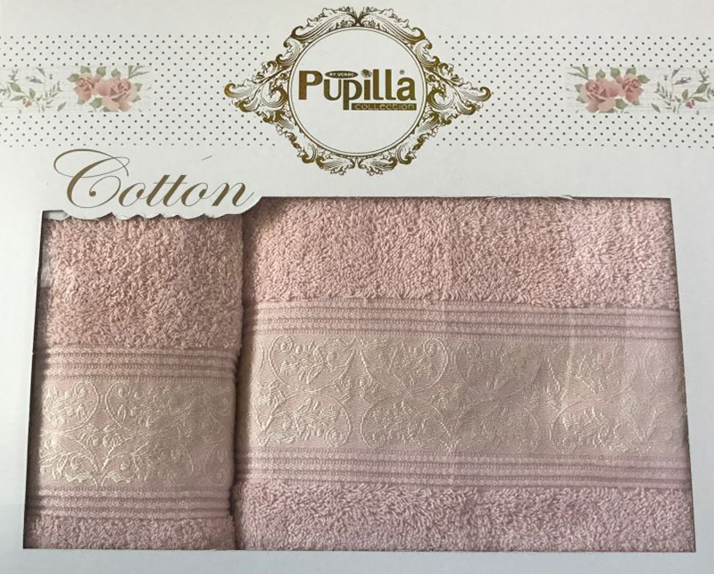Набір 2 рушників Pupilla (50х90 та 70х140см) світло-рожеві, махра
