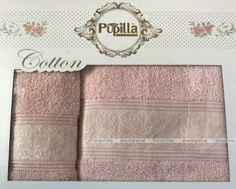 Набор 2 полотенец Pupilla (50х90 и 70х140см) светло-розовые, махра