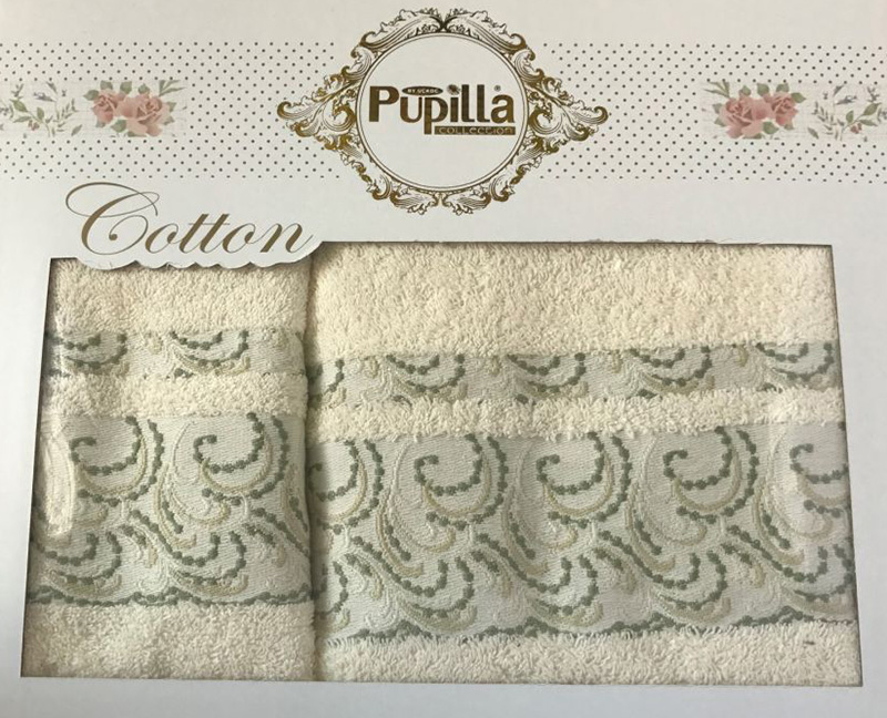 Набір 2 рушників Pupilla (50х90 та 70х140см) білі, махра