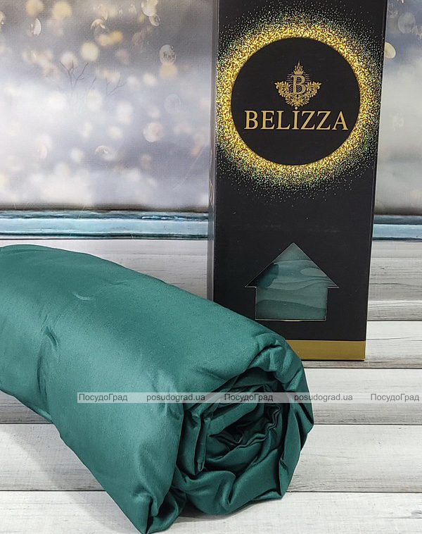 Сатинове простирадло на резинці 160х200см та 2 наволочки 50х70см, Belizza "Yesil"