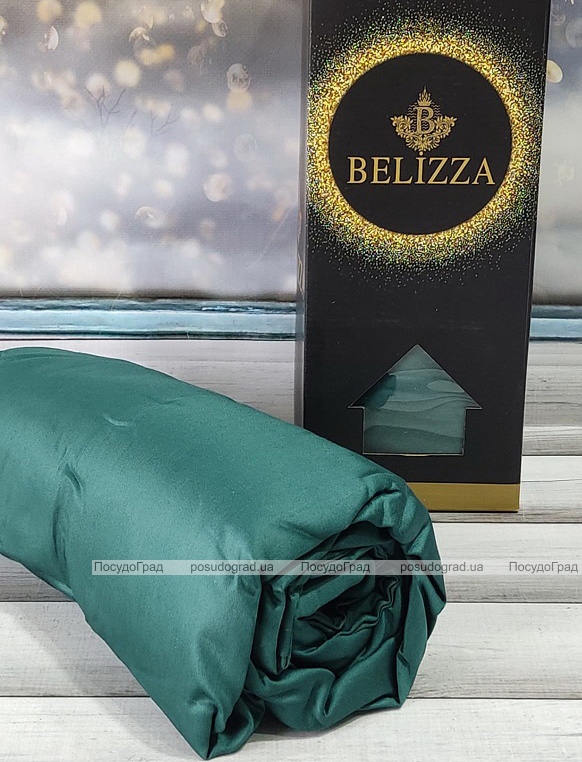 Сатинове простирадло на резинці 180х200см та 2 наволочки 50х70см, Belizza "Yesil"