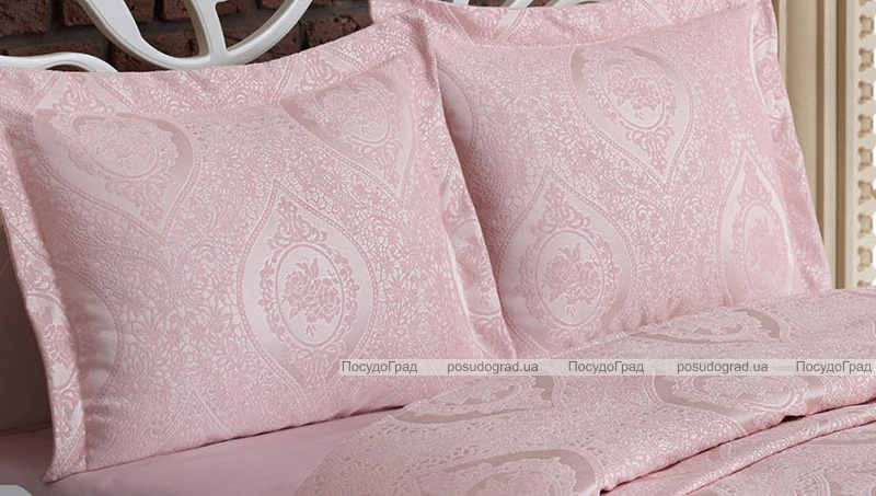 Жаккардовое покрывало Nazenin Rose 240х260см с 2 наволочками 55х80см, розовое