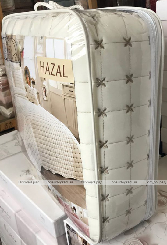 Стьобане покривало Istanbul Hazal 250х260см з наволочками молочне, котон (100% бавовна)