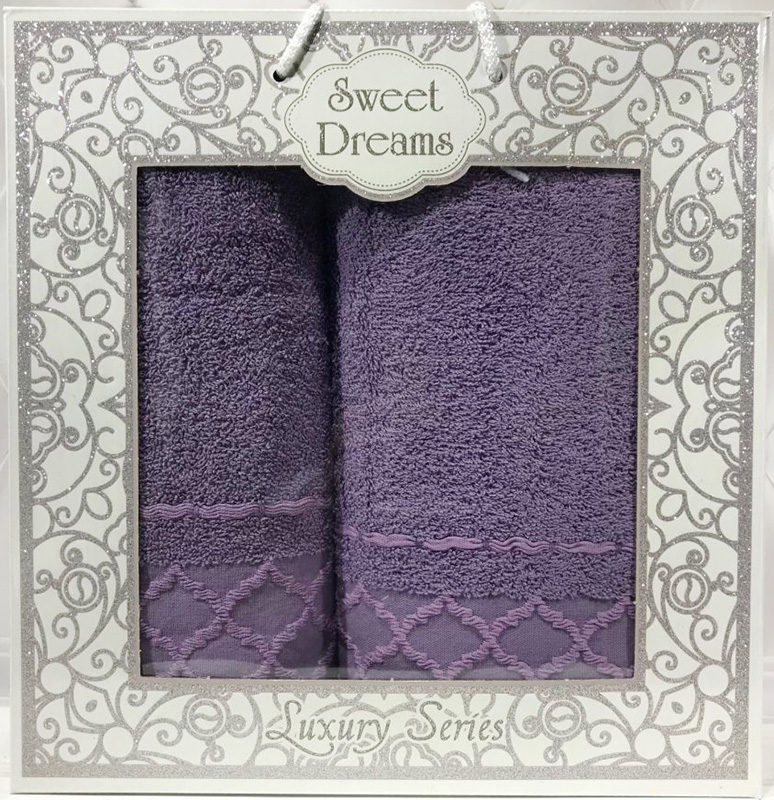 Набір 2 махрових рушника Sweet Dreams M1 (50х90 та 70х140см) фіолетові