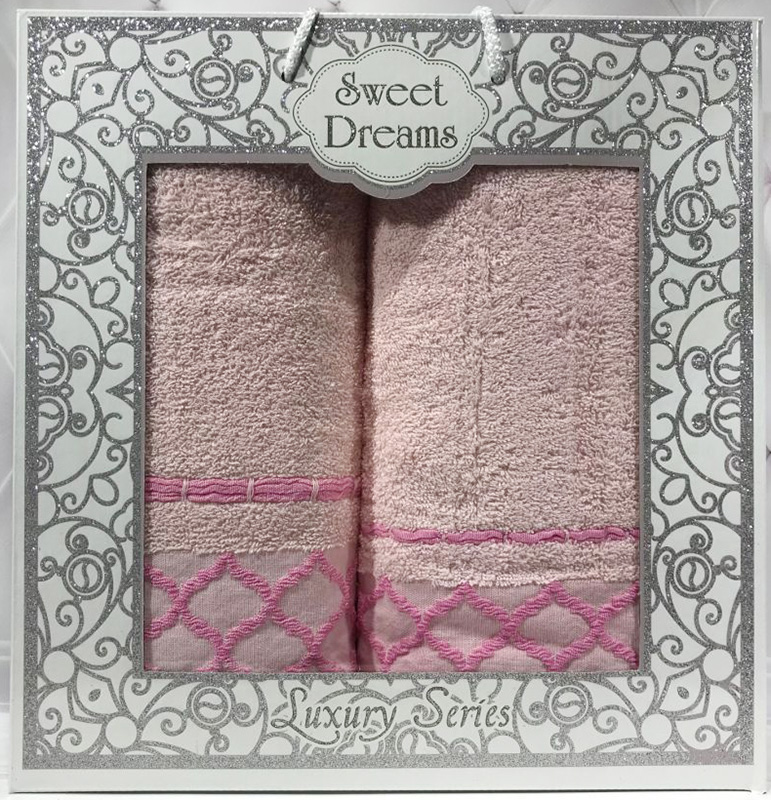 Набір 2 махрових рушника Sweet Dreams M1 (50х90 та 70х140см) рожеві