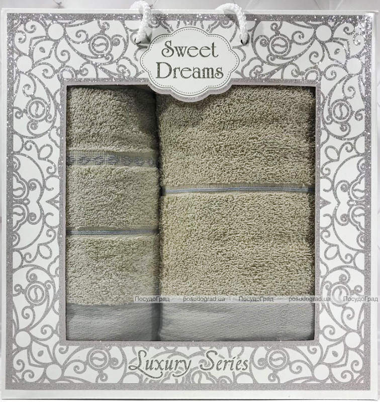 Набір 2 махрових рушника Sweet Dreams M3 (50х90 та 70х140см) зелені