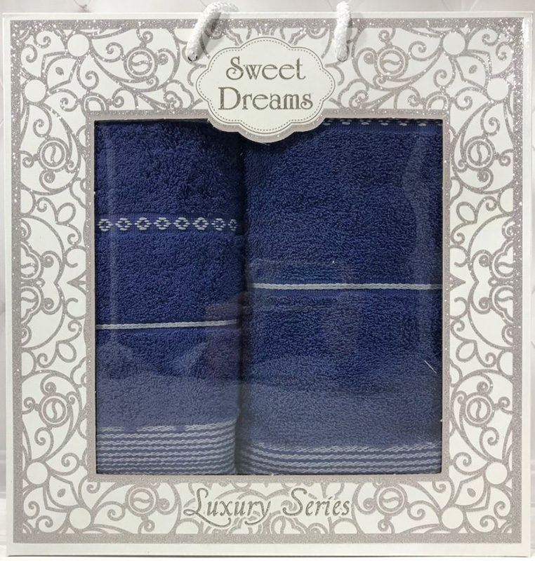 Набір 2 махрових рушника Sweet Dreams M3 (50х90 та 70х140см) сині