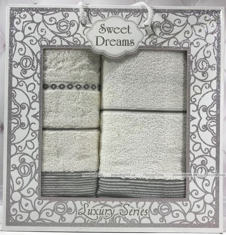 Набор 2 махровых полотенца Sweet Dreams M3 (50х90 и 70х140см) молочные