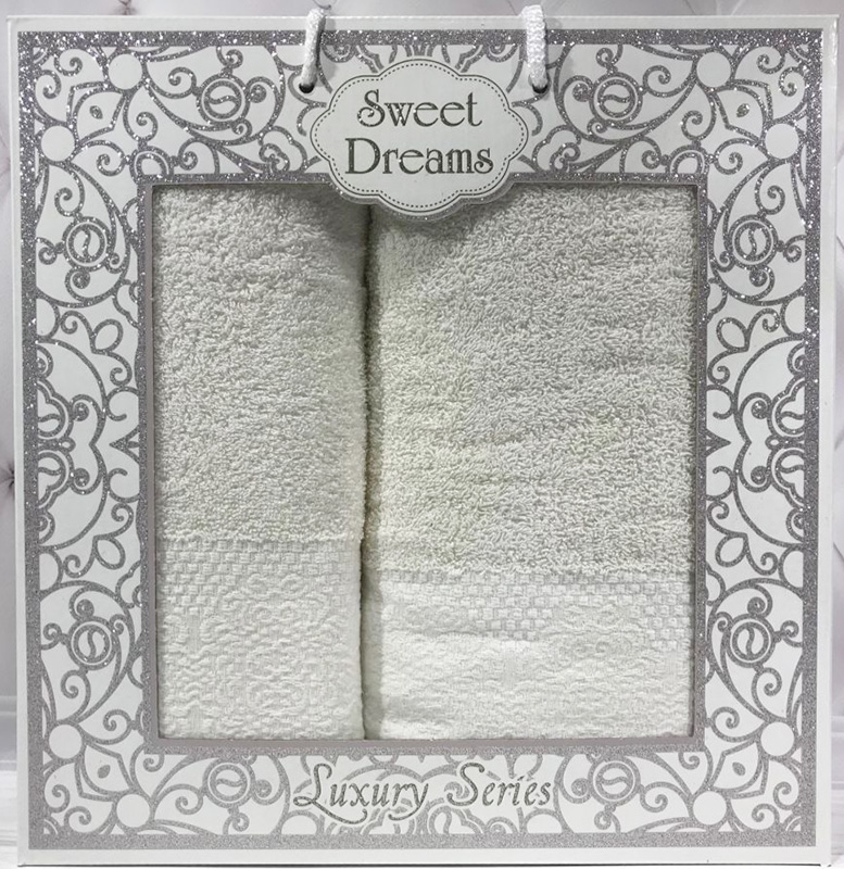 Набір 2 махрових рушника Sweet Dreams M5 (50х90 та 70х140см) молочні