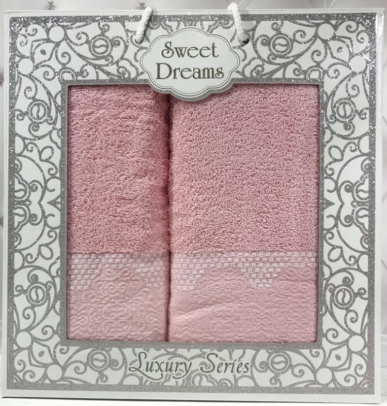 Набір 2 махрових рушника Sweet Dreams M5 (50х90 та 70х140см) рожеві