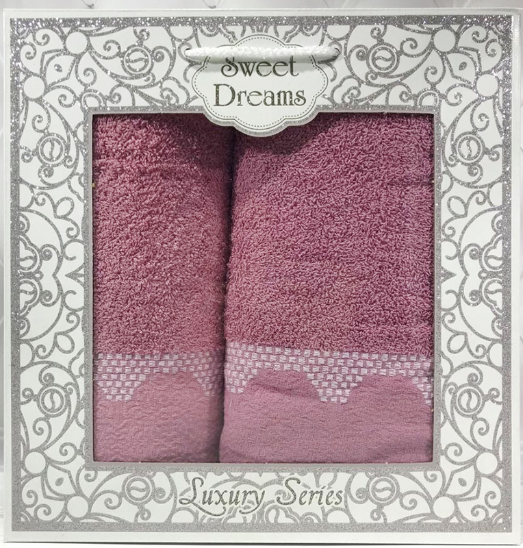 Набір 2 махрових рушника Sweet Dreams M5 (50х90 та 70х140см) бузкові