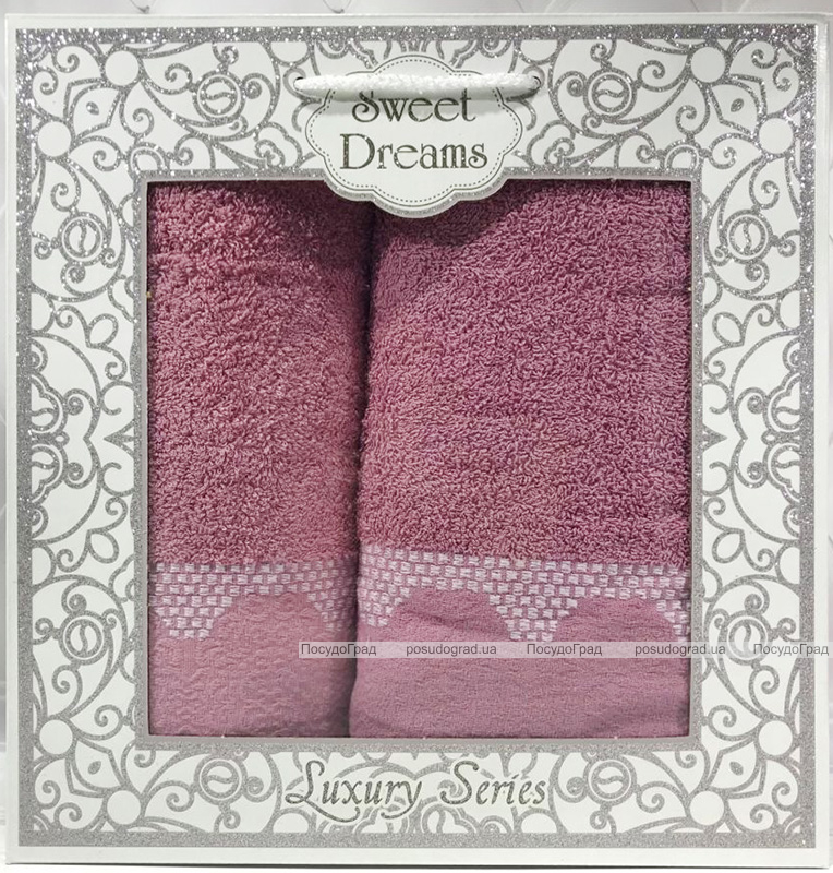 Набір 2 махрових рушника Sweet Dreams M5 (50х90 та 70х140см) бузкові