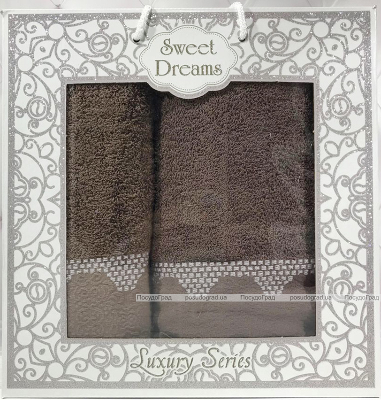 Набір 2 махрових рушника Sweet Dreams M5 (50х90 та 70х140см) коричневі