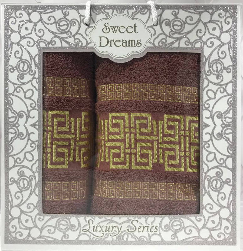Набір 2 махрових рушника Sweet Dreams M6 (50х90 та 70х140см) коричневі