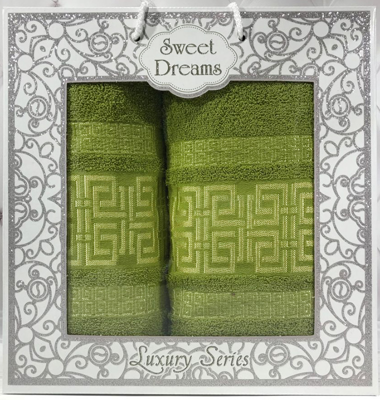 Набір 2 махрових рушника Sweet Dreams M6 (50х90 та 70х140см) зелені