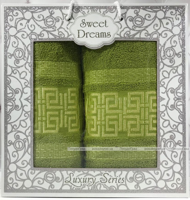 Набор 2 махровых полотенца Sweet Dreams M6 (50х90 и 70х140см) зеленые