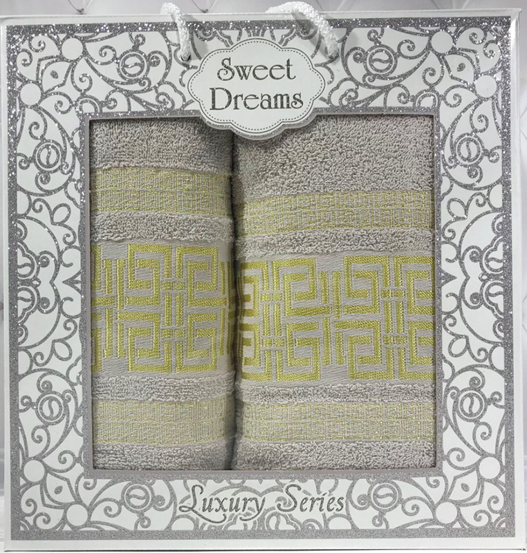 Набір 2 махрових рушника Sweet Dreams M6 (50х90 та 70х140см) молочні