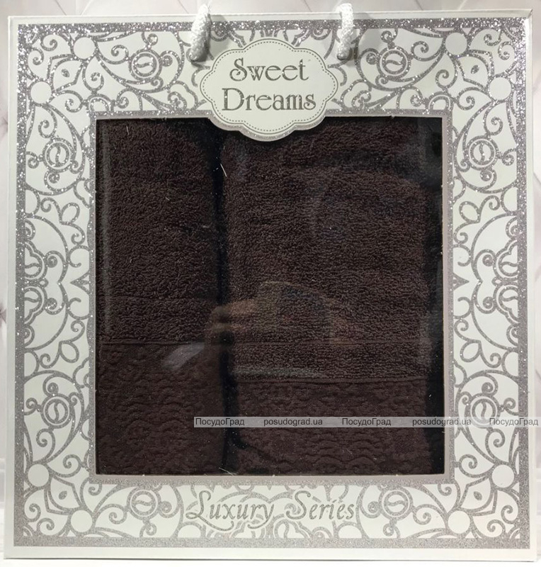 Набір 2 махрових рушника Sweet Dreams M8 (50х90 та 70х140см) темно-коричневий
