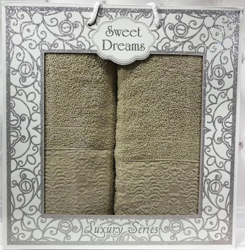 Набір 2 махрових рушника Sweet Dreams M8 (50х90 та 70х140см) зелені