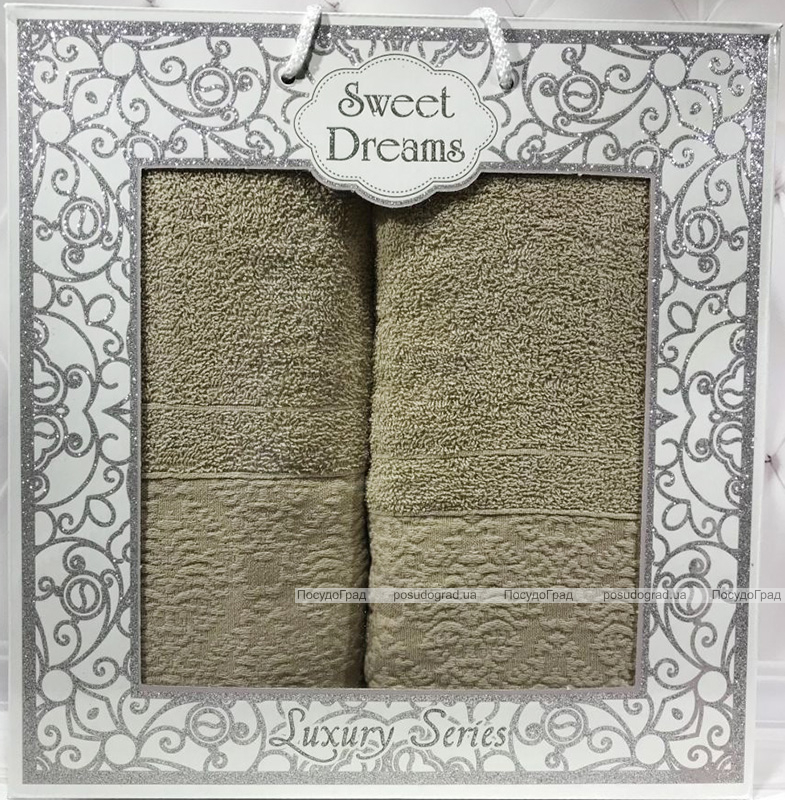 Набор 2 махровых полотенца Sweet Dreams M8 (50х90 и 70х140см) зеленые