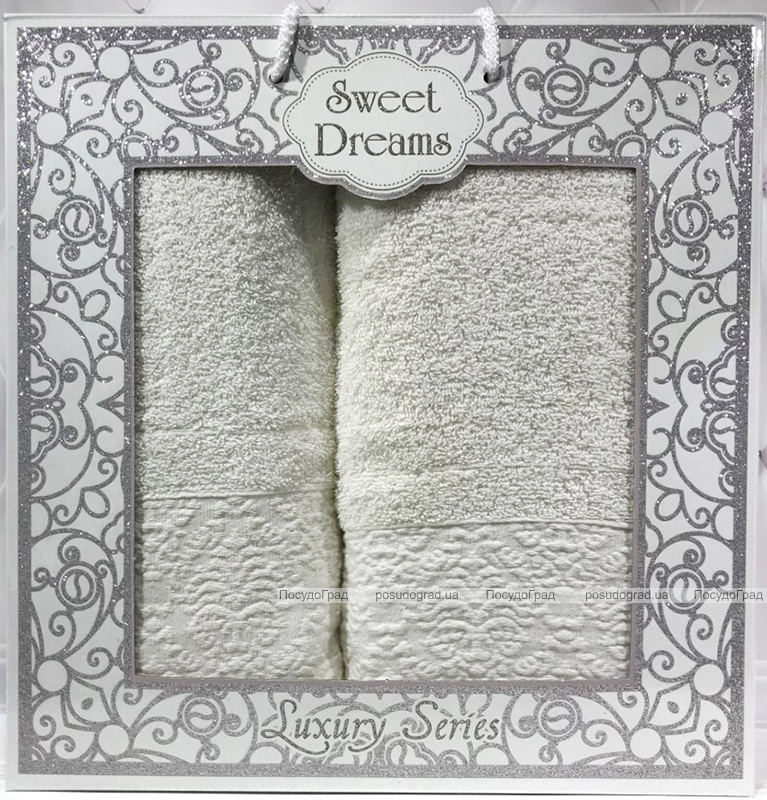 Набор 2 махровых полотенца Sweet Dreams M8 (50х90 и 70х140см) молочные