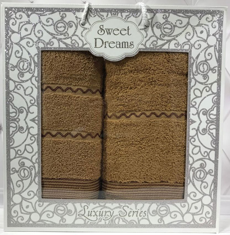 Набір 2 махрових рушника Sweet Dreams M11 (50х90 та 70х140см) гірчичні