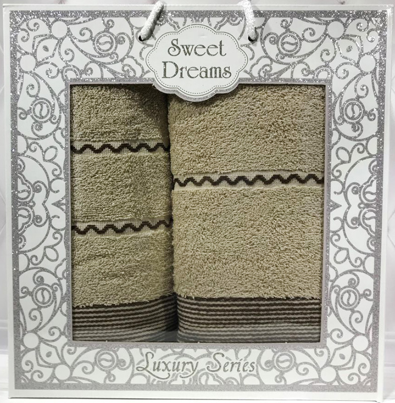 Набір 2 махрових рушника Sweet Dreams M11 (50х90 та 70х140см) бежеві