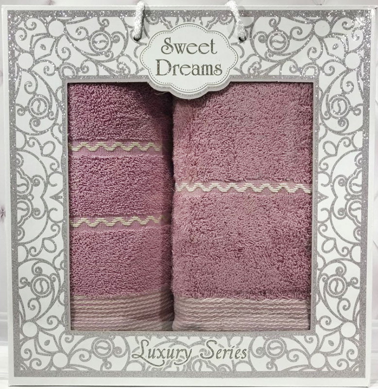 Набір 2 махрових рушника Sweet Dreams M11 (50х90 та 70х140см) бузкові