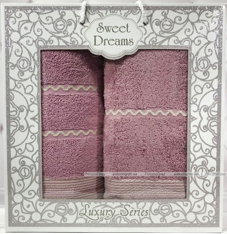 Набір 2 махрових рушника Sweet Dreams M11 (50х90 та 70х140см) бузкові