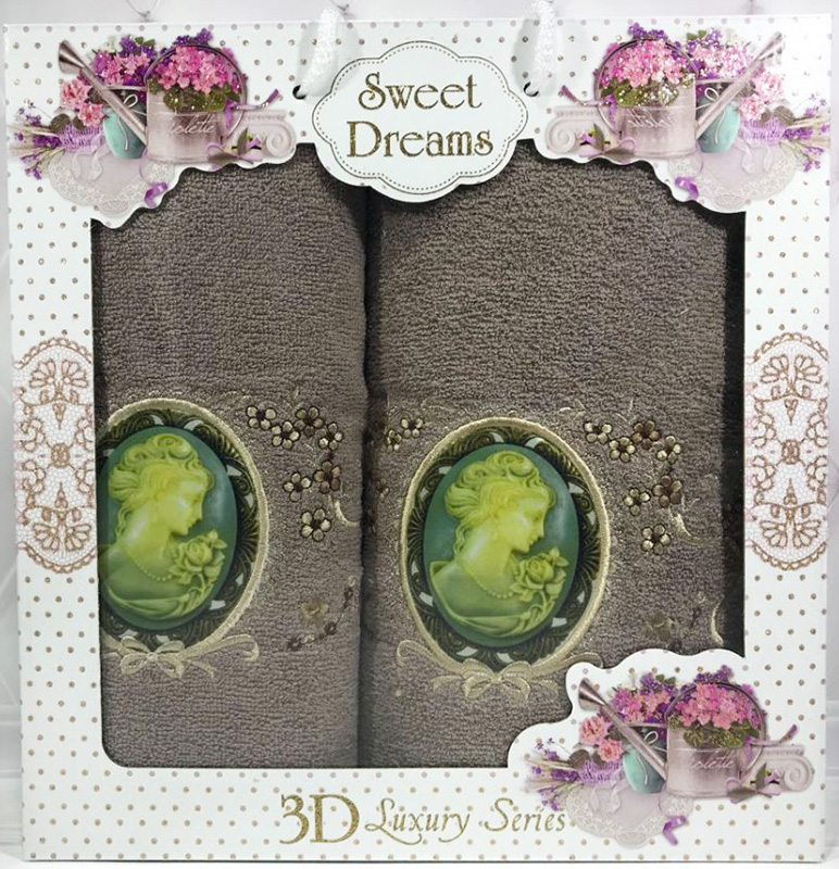 Набор 2 махровых полотенца Sweet Dreams "Профиль" (50х90 и 70х140см) шоколадные