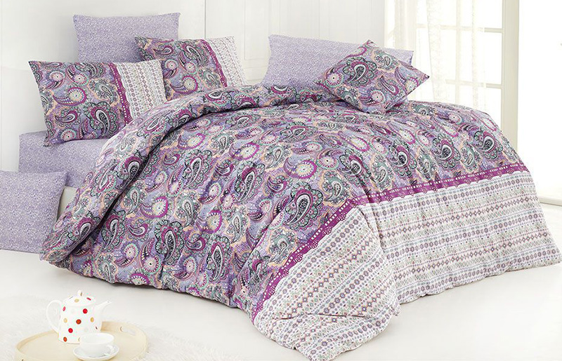 Комплект постільної білизни Nazenin Violet Євро, ранфорс