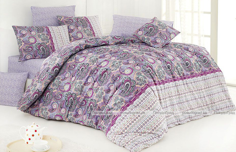 Комплект постільної білизни Nazenin Violet Євро, ранфорс