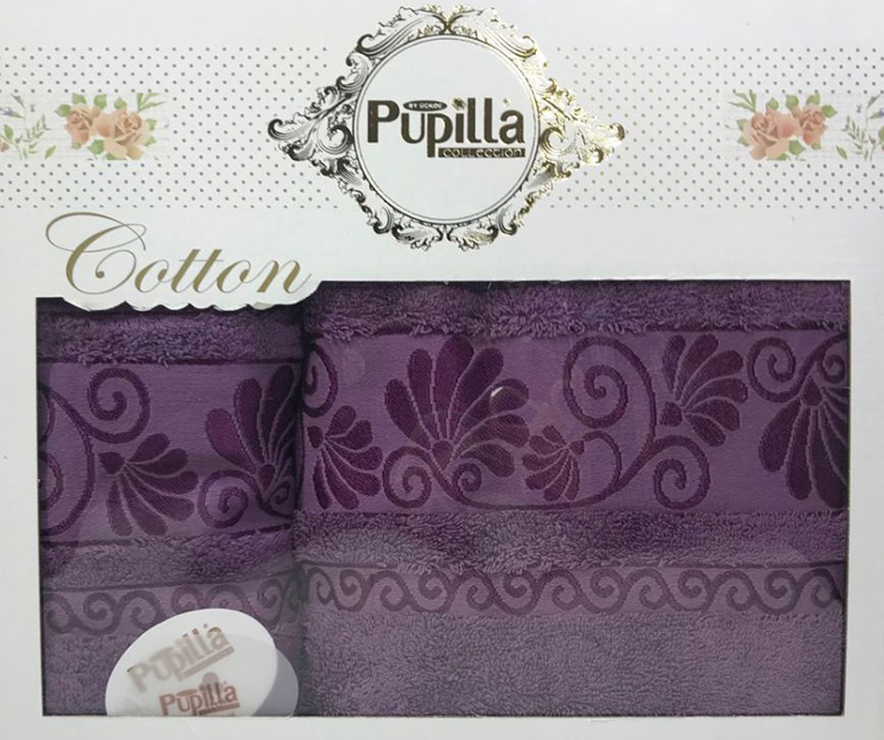 Набір 2 рушників Pupilla (50х90 та 70х140см) фіолетові, махра