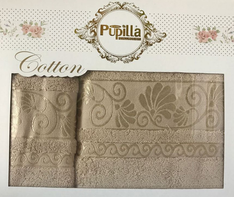 Набір 2 рушників Pupilla (50х90 та 70х140см) темно-бежеві, махра