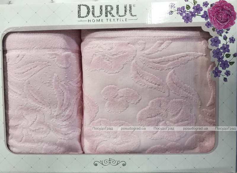 Набір 2 махрових рушника Durul Shehzade (50х90 та 70х140см) рожеві