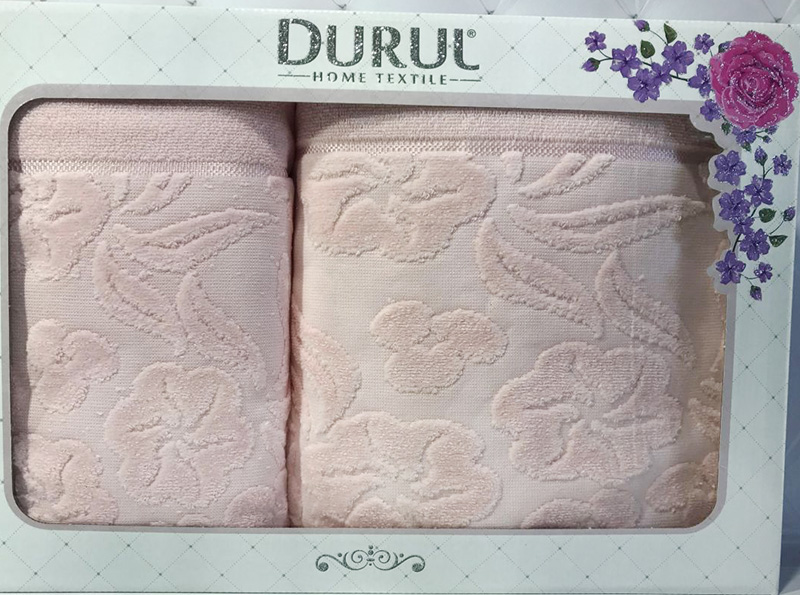Набір 2 махрових рушника Durul Shehzade (50х90 та 70х140см) персикові