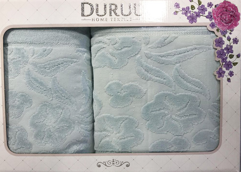 Набір 2 махрових рушника Durul Shehzade (50х90 та 70х140см) блакитні