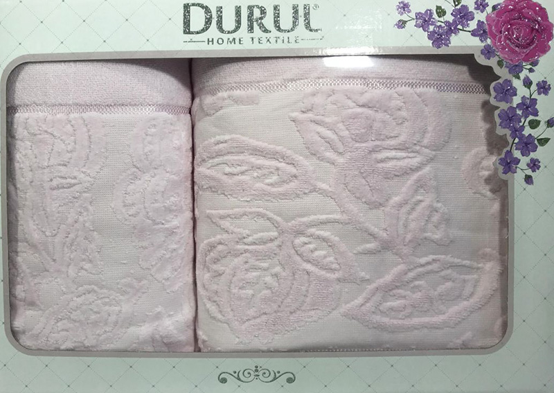Набір 2 махрових рушника Durul Padishah (50х90 та 70х140см) рожеві
