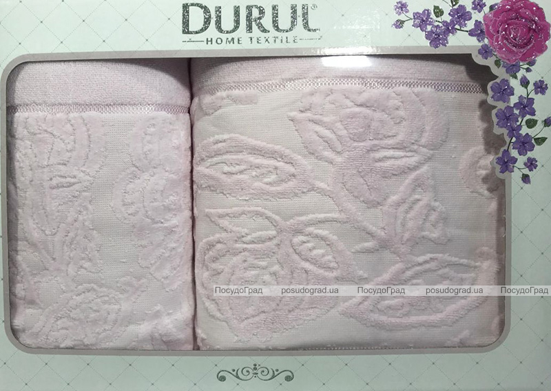 Набір 2 махрових рушника Durul Padishah (50х90 та 70х140см) рожеві