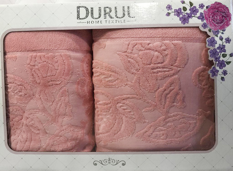 Набір 2 махрових рушника Durul Padishah (50х90 та 70х140см) персикові